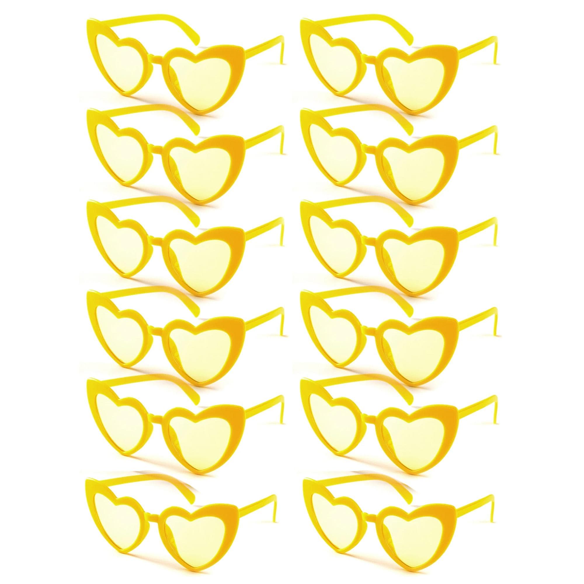12 Pair Heart Shaped Sunglasses for Daily Use for Women Color Heart Eyeglasses Halloween Party Favor Christmas decorations