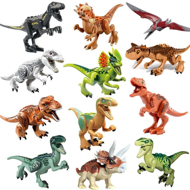 12pcs Dinosaur Tyrannosaurus Rex Triceratops Carnivore Taurosaur Double Crown Dragon Child Boy Building Block Toy