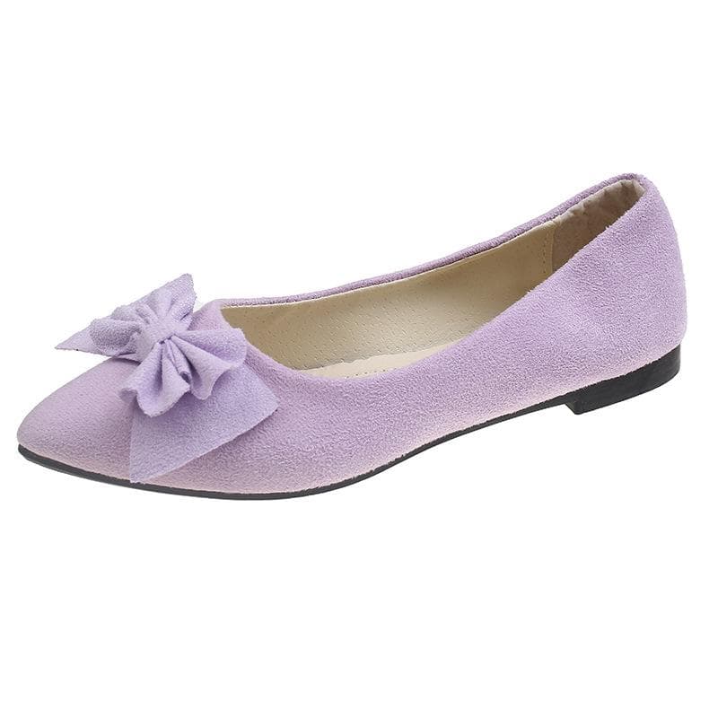 Women Girls Solid Big Size Slip On Flat Shallow Comfort Casual Single Shoes Multicolor 42 light purple