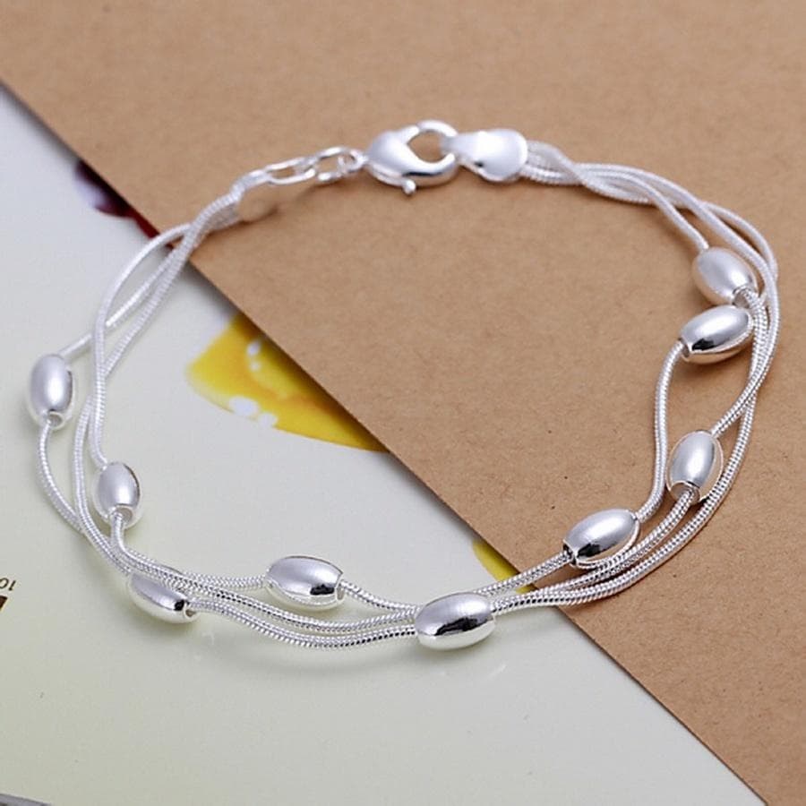 925 Sterling Silver Bracelet Chain Fashion Design Product Beautiful Jewelry High Quality Bracelet Bead for Women Lady Wedding 20cm 8inches
