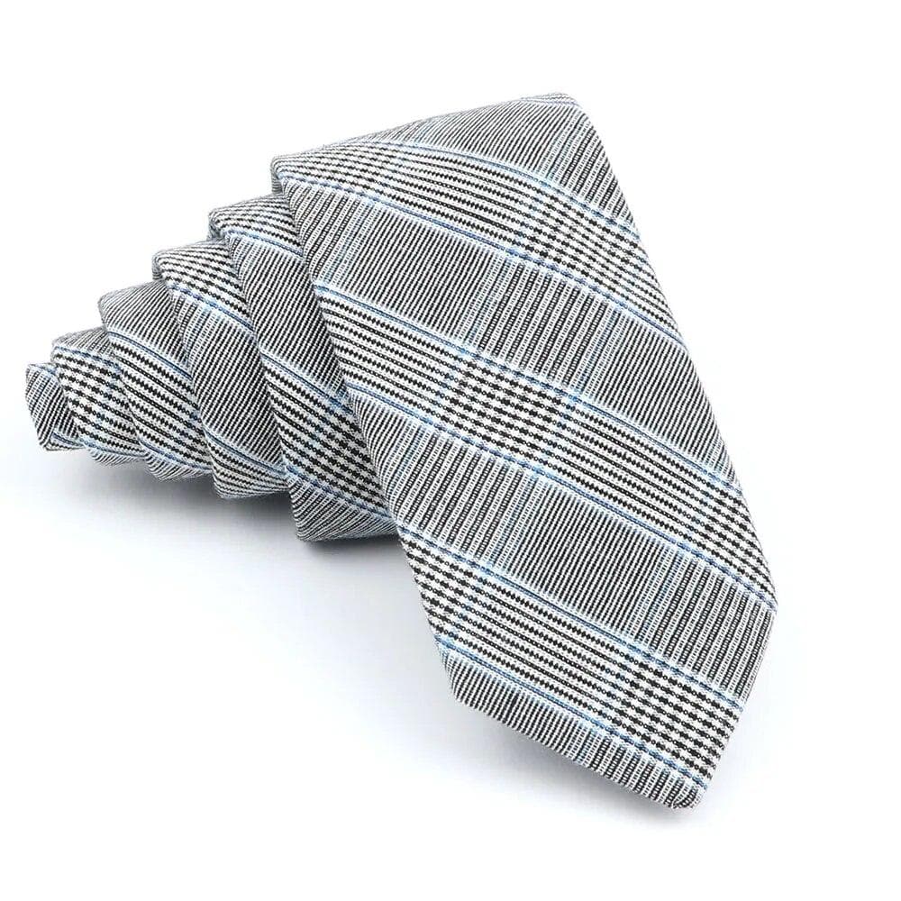 Stylish Cotton Plaid Tie For Men Handmade Narrow Necktie For Business Suit 4