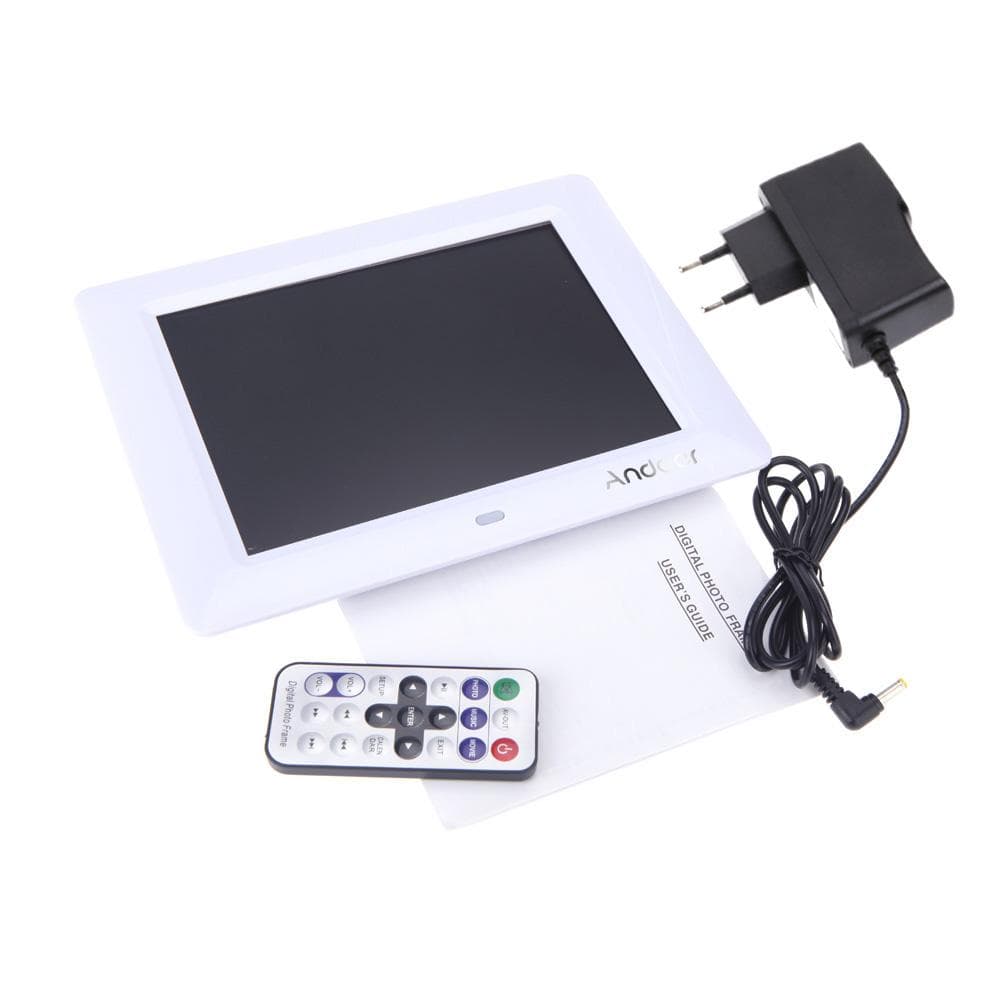 8''  HD TFT-LCD Digital Photo Frame Clock MP3 MP4 Movie Player with Remote Desktop EU Plug white