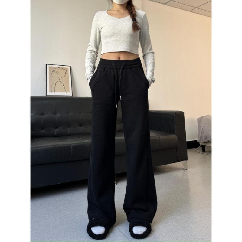 American Gray Sweatpants Women's Summer New Loose and Thin Casual Sweatpants Straight Wide Legs 2XL