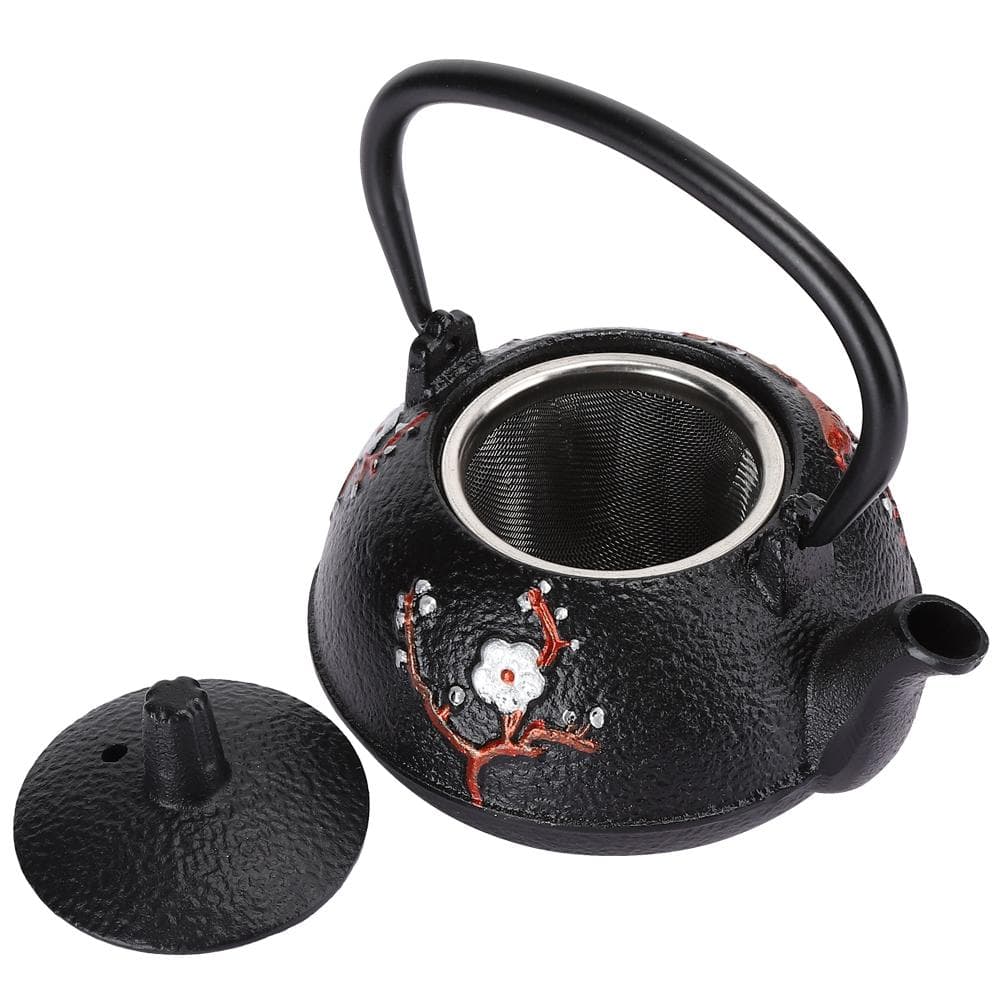 Cast Iron Tea Kettle Imitating Japanese Uncoated Magpie Plum Blossom Gift Decoration 0.3L