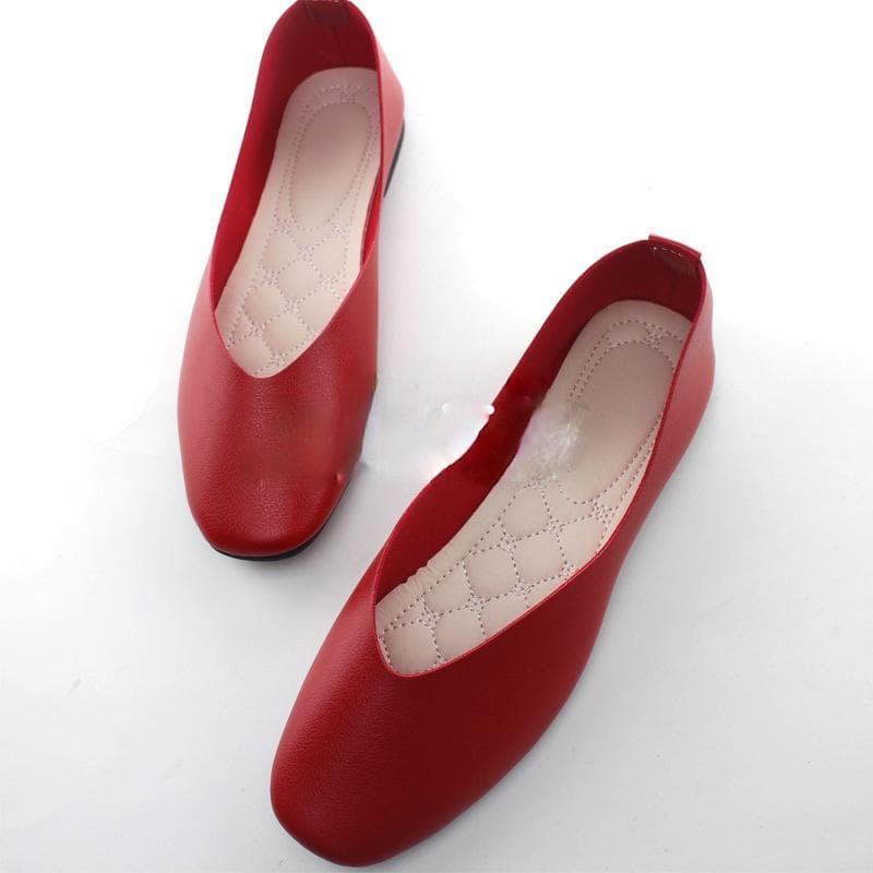 Women's Casual Ballet Shoes Shallow Shoes Soft Shoes Flat Shoes Work Shoes 40 bright red