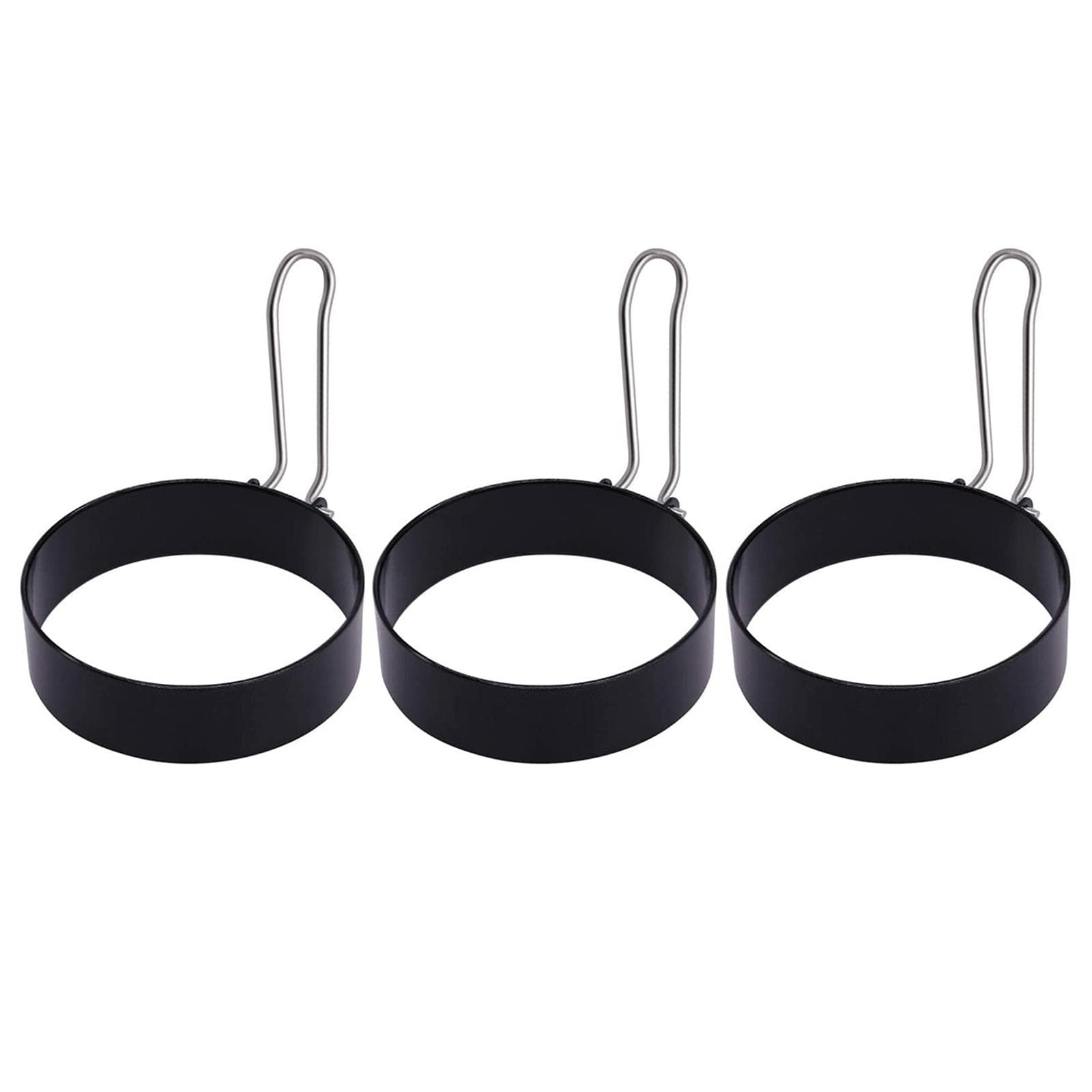 Egg Ring Round Egg Cooker Rings For Cooking Stainless Steel Non Stick Metal Circle Shaper Mold 3pcs black