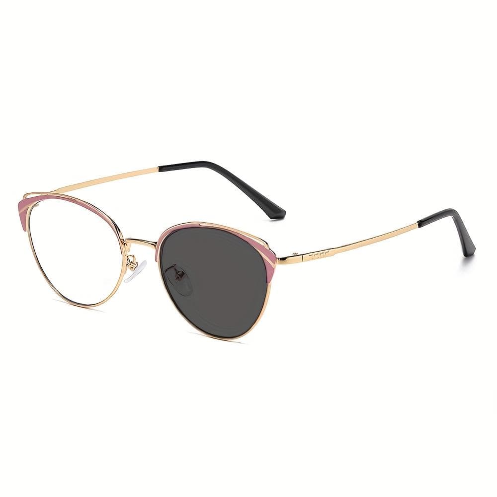 1pcs High-end retro metal cat eye sunglasses for men women photochromic day night dual-use