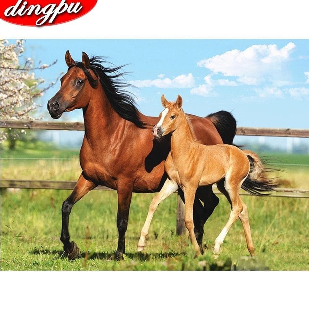 Full Round Diamond Painting 5D Horse Diamond Embroidery Cross Stitch Home Decoration 50X70CM