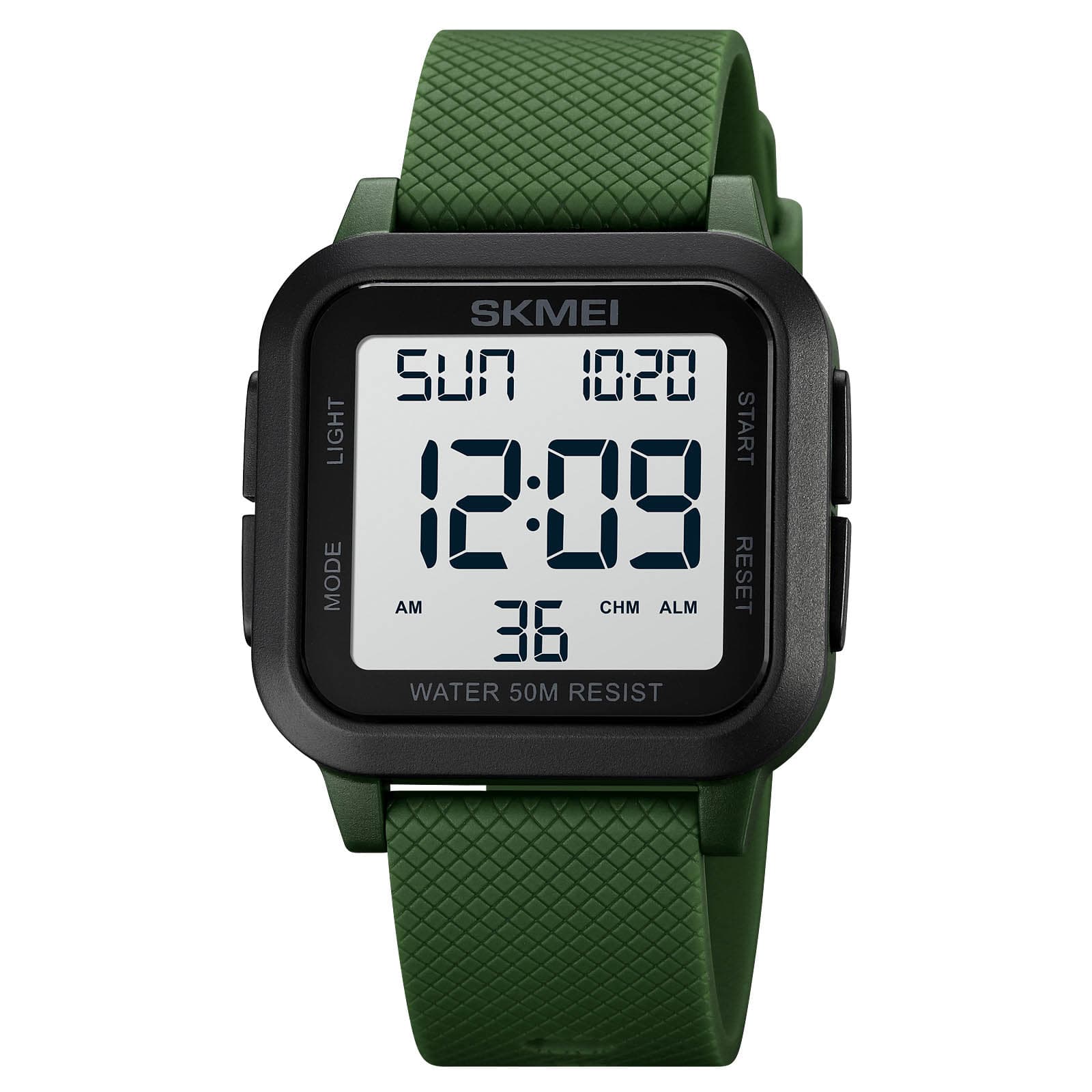SKMEI 1894 sports watches Countdown double time watch alarm clock Chronograph table Digital watches dark green