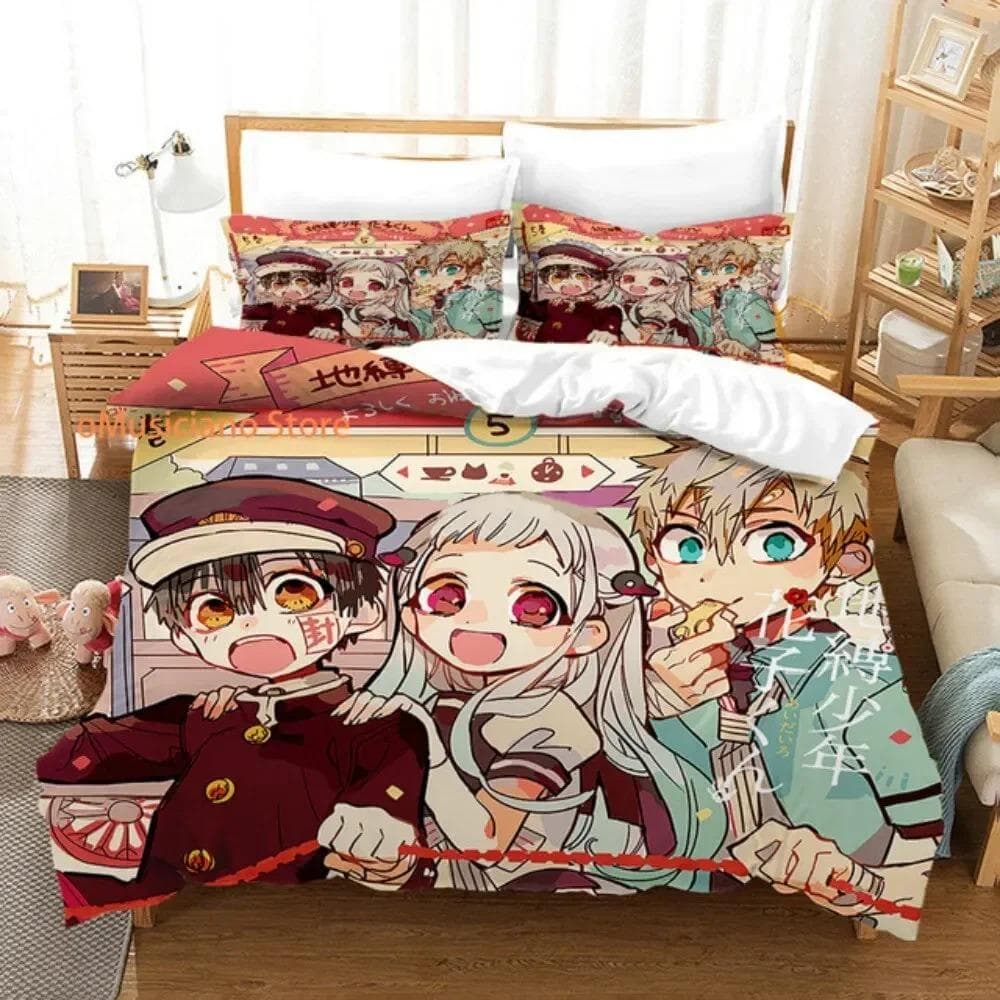 Fashion 3D Printing Anime Toilet-bound Hanako-kun Bedding Set Duvet Cover Sets Comforter Bedding Double Size Adults Kids Gift EU SuperKing 260x220