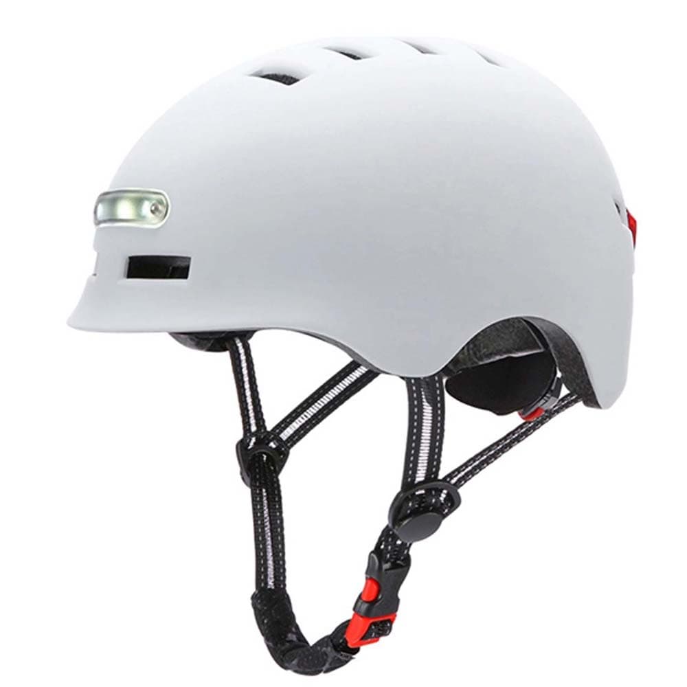 Cycling Helmet Breathable & Comfortable Safety Helmet with Front & Rear Light 4 Light Modes for Men L white