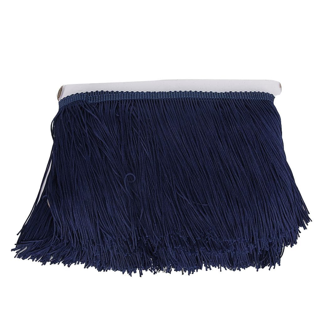 10yd 14cm Long Fringe Tassel Polyester Lace Trim Ribbon Sew Stage DIY Clothing Curtain Garment navy blue