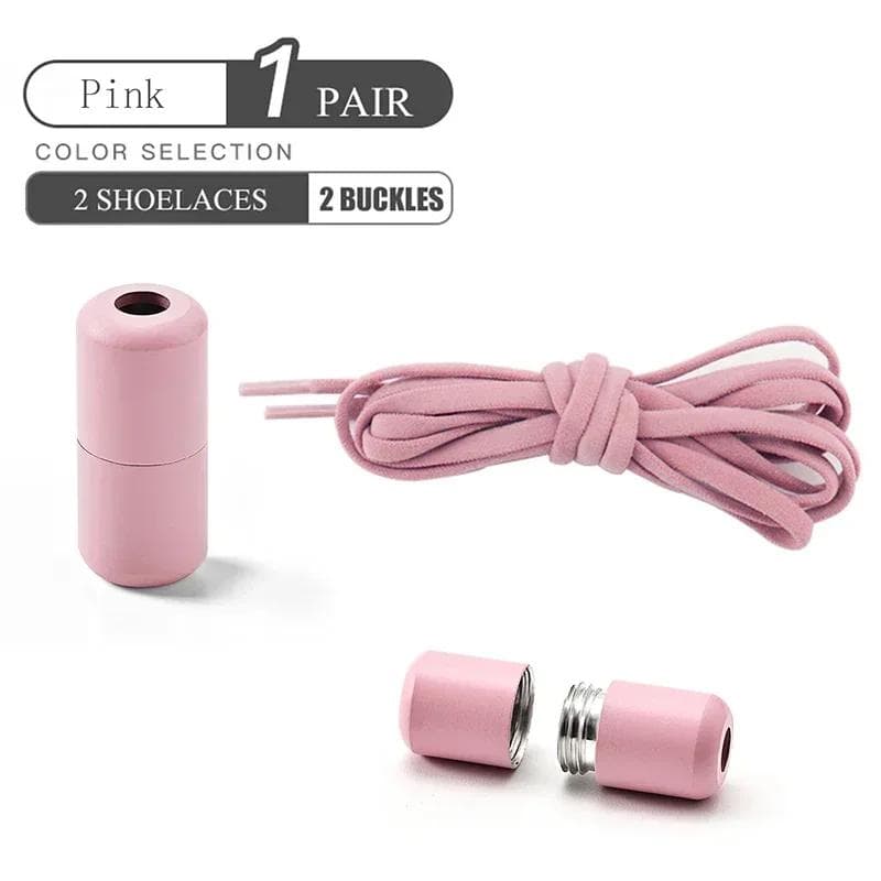 Elastic No Tie Shoelaces Semicircle Shoe Laces for Kids and Adult Sneakers Shoelace Quick Lazy Metal Lock Laces Shoes Strings 100cm pink
