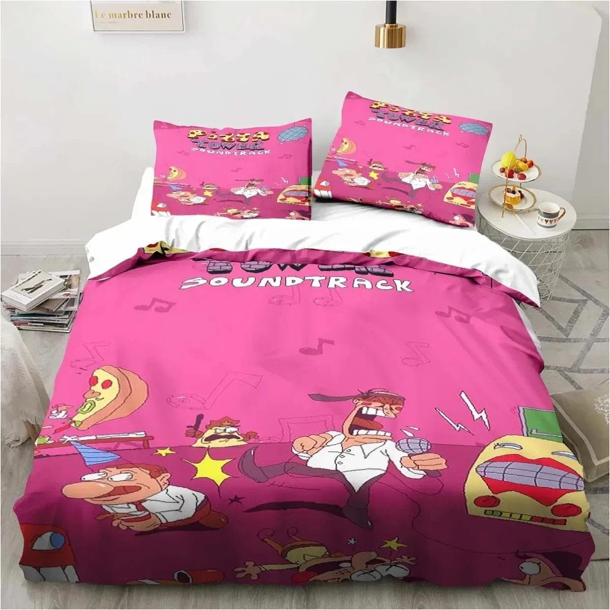 Pizza Tower Classic Pixel Style Game Bedding Set Duvet Cover Bed Set Quilt Cover Pillowcase Comforter king Queen Size Boys Adult EU Double 200x200cm