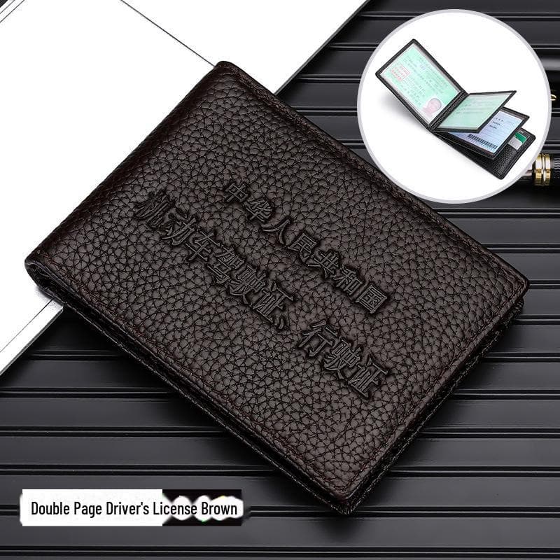 Ultra-Thin Genuine Leather Driver's License and ID Holder - Top Layer Cowhide Cover