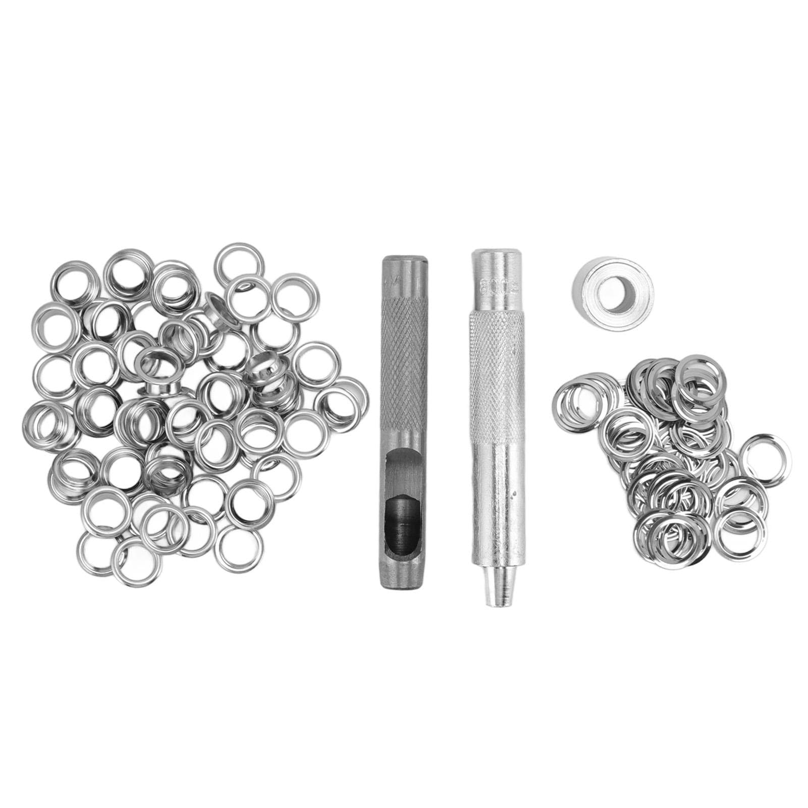 Grommet Tool Kit 100 Set Grommet Eyelets with Setting Tools Hole Cutter Mandrel for Tarps