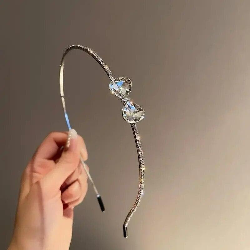 Shiny Rhinestone Hair Bands Crystal Bowknot Scrunchies Women Hair Accessories Wedding Party Elegant Headband Korean Jewelry silver