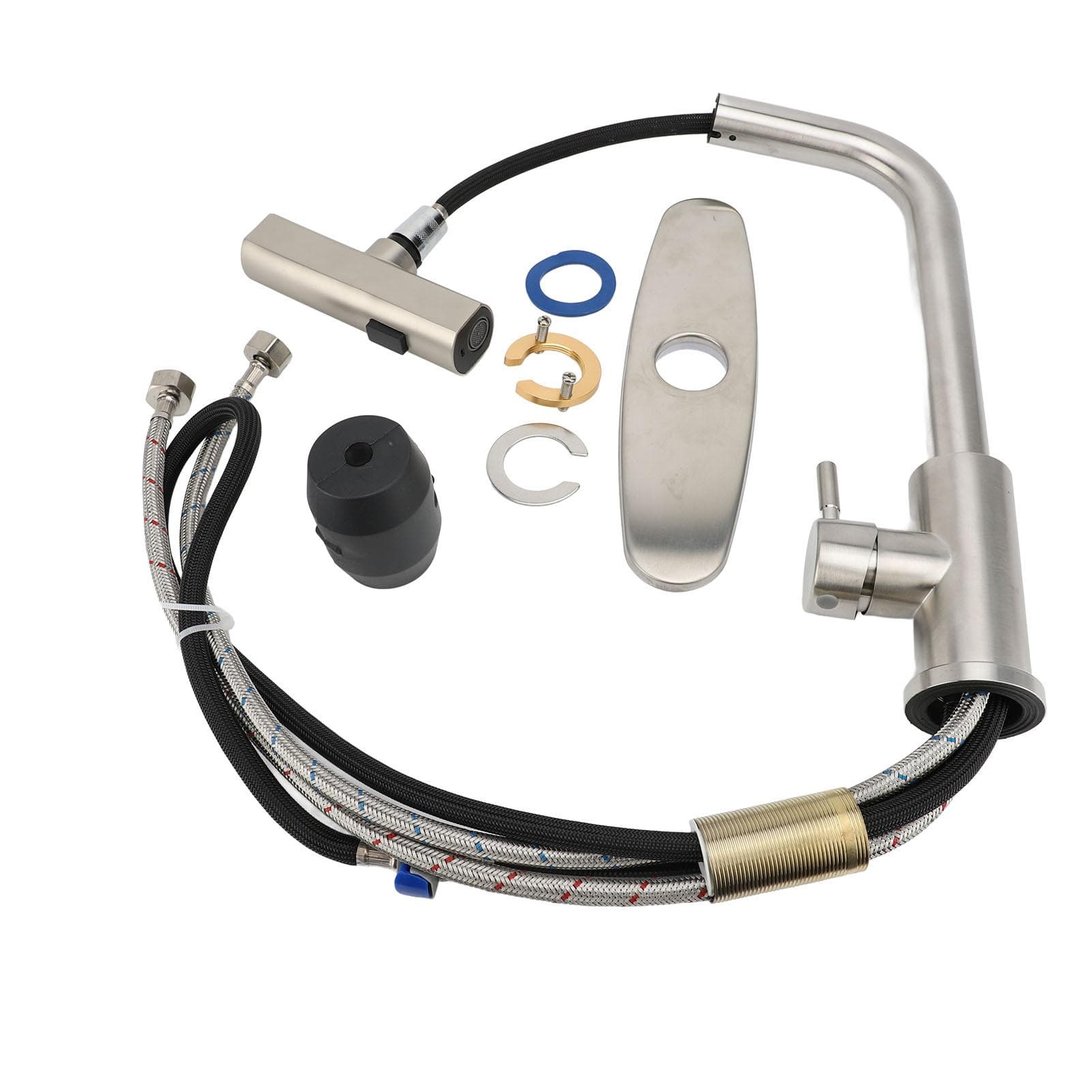 Kitchen Sink Faucet 304 Stainless Steel 3 Modes with Sprayer Hot Cold Water Adjustable Splash Proof