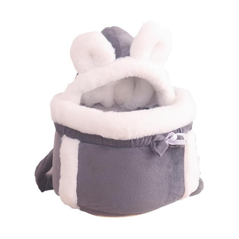 Pet Warm Carrier Bag Small Cat Dogs Backpack Winter Warm Carring Plush Pets Cage Walking Outdoor Travel Kitten Hanging Bag M grey
