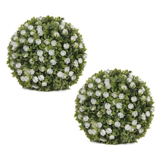 1/2Pcs 20/25CM Artificial Boxwood Topiary Ball UV Resistant Weather-proof Hanging Faux Flower Greenery 20cm 2pcs