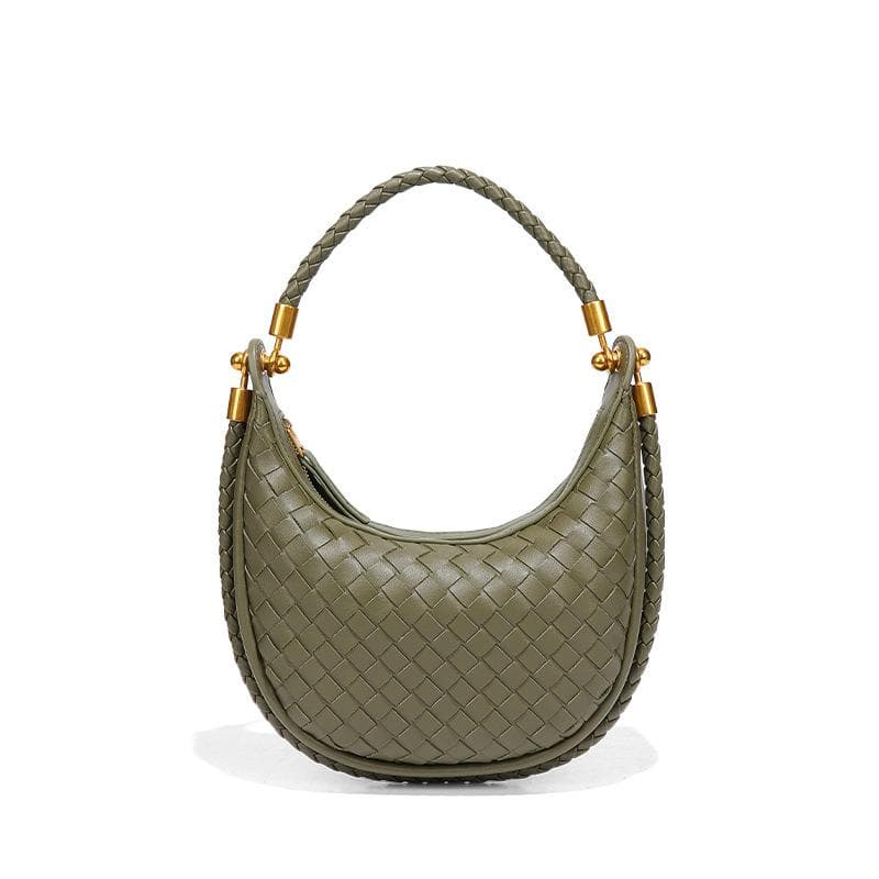 Casual Handbag, Shoulder and Underarm Bag, Fashionable Hand-woven Bag, Retro Crossbody Bag, Half-moon Dumpling Bag for Women