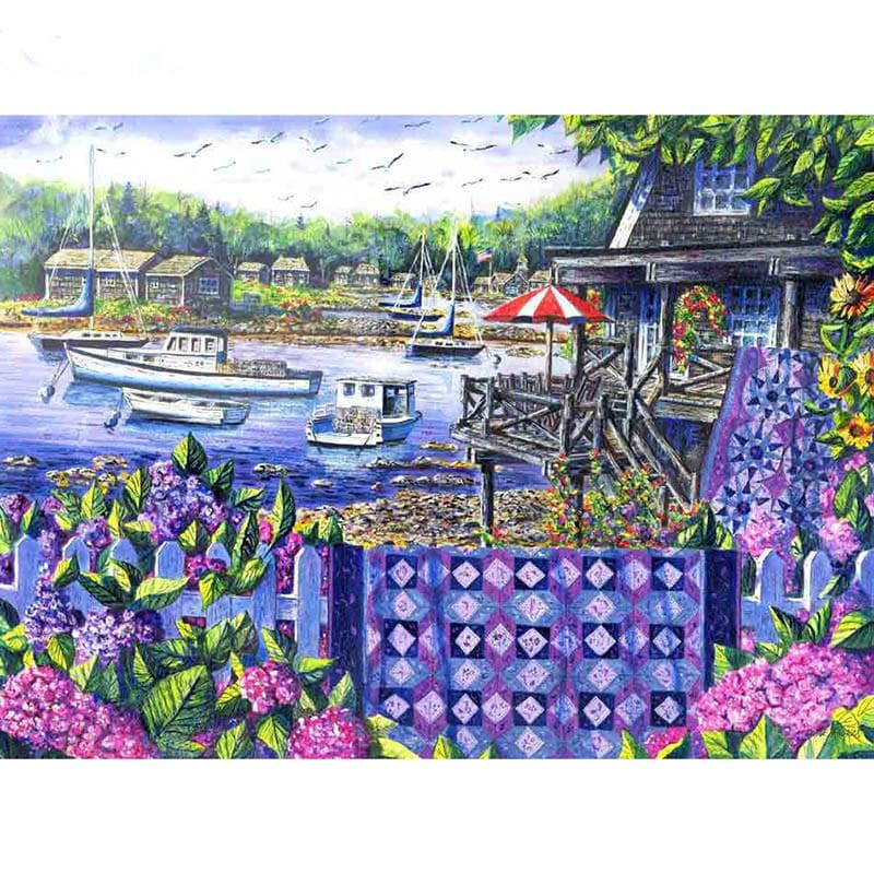 5D DIY Diamond Painting Riverside Town Embroidery Mosaic Cross Stitch Rhinestone Decoration 20X30CM
