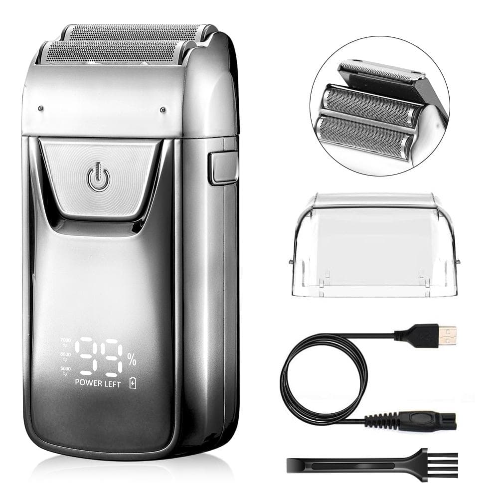 SOLIMPIA 3-Speeds Electric Razor Shavers for Men Close Shave Head Shavers for Bald Men with Double Foil Barber Supplies Electric Shavers Beard Trimmer HT918S silver