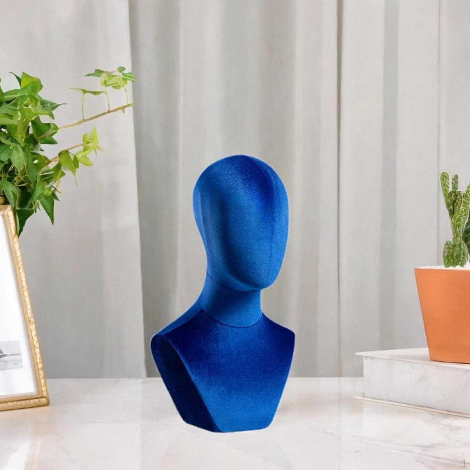 Bust Mannequin Head Hat Rack Cloth Table Training Wig Display for Hair Styling Home blue