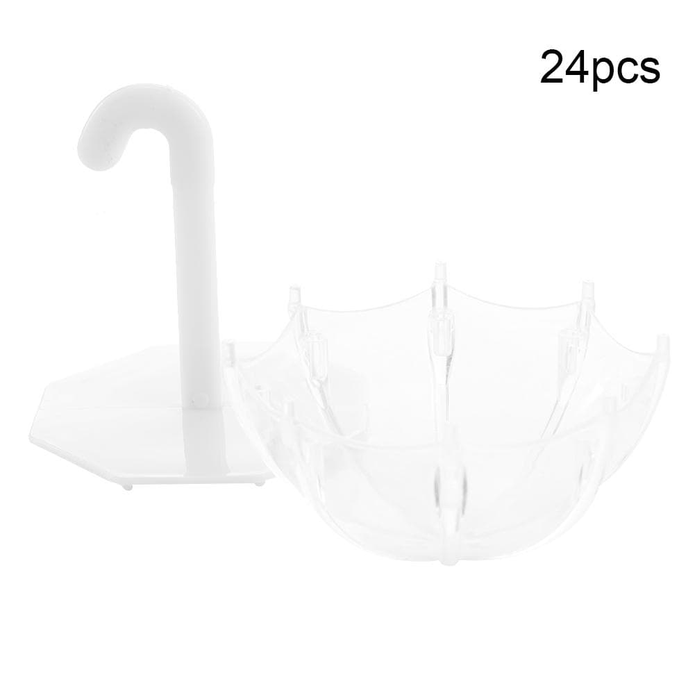 24Pcs Innovative Umbrella Shape Plastic Candy Box Container for Wedding Baby Birthday PartyWhite white