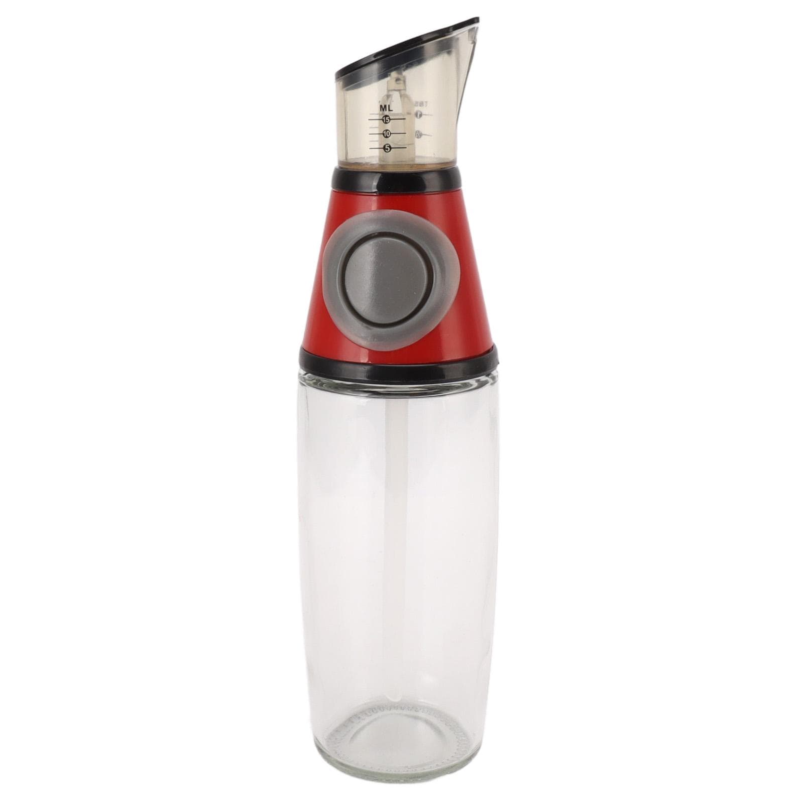 500ml Oil Dispenser Leakage Proof Glass Silicone Acrylic Press Type Quantitative Oil Bottle for red
