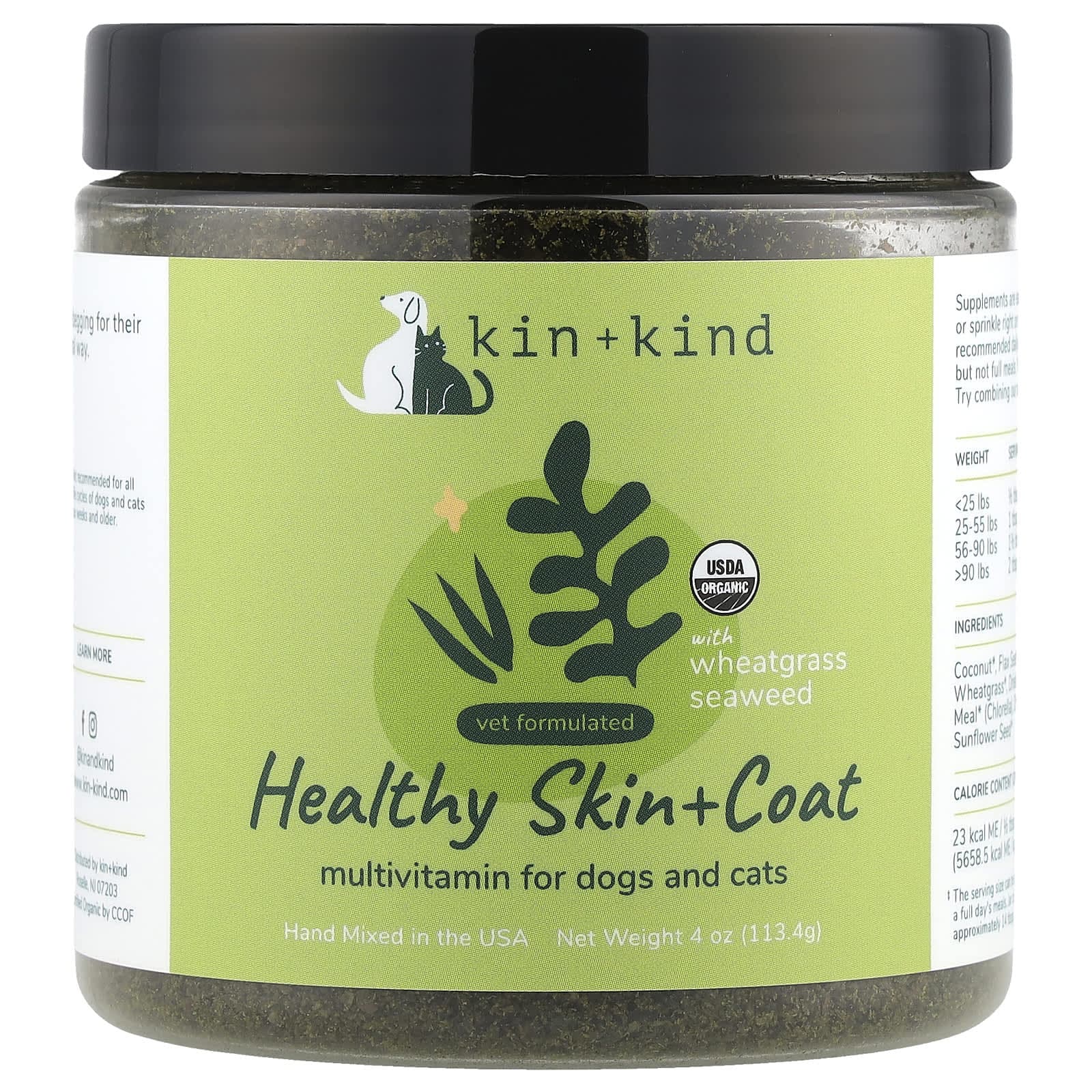 Kin+Kind, Healthy Skin + Coat, for dogs and cats, 4 oz (113.4 g)