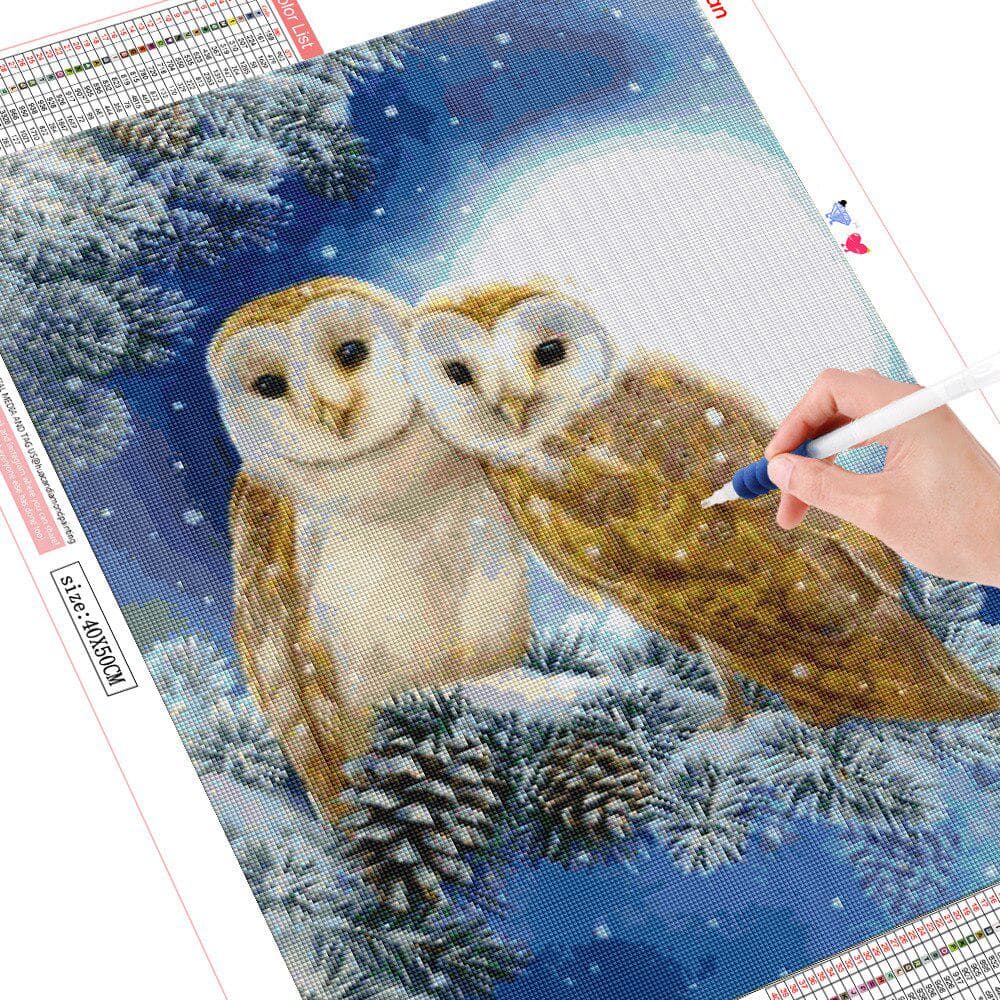 Diamond Embroidery Sale Owl Full Drill Square 5d Diamond Painting Winter Rhinestones 20X30CM