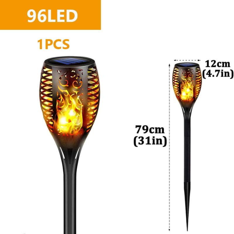 96 LED outdoor solar light garden light channel light waterproof terrace flashing dance torch flame light courtyard Christmas decoration 1PC 96LED