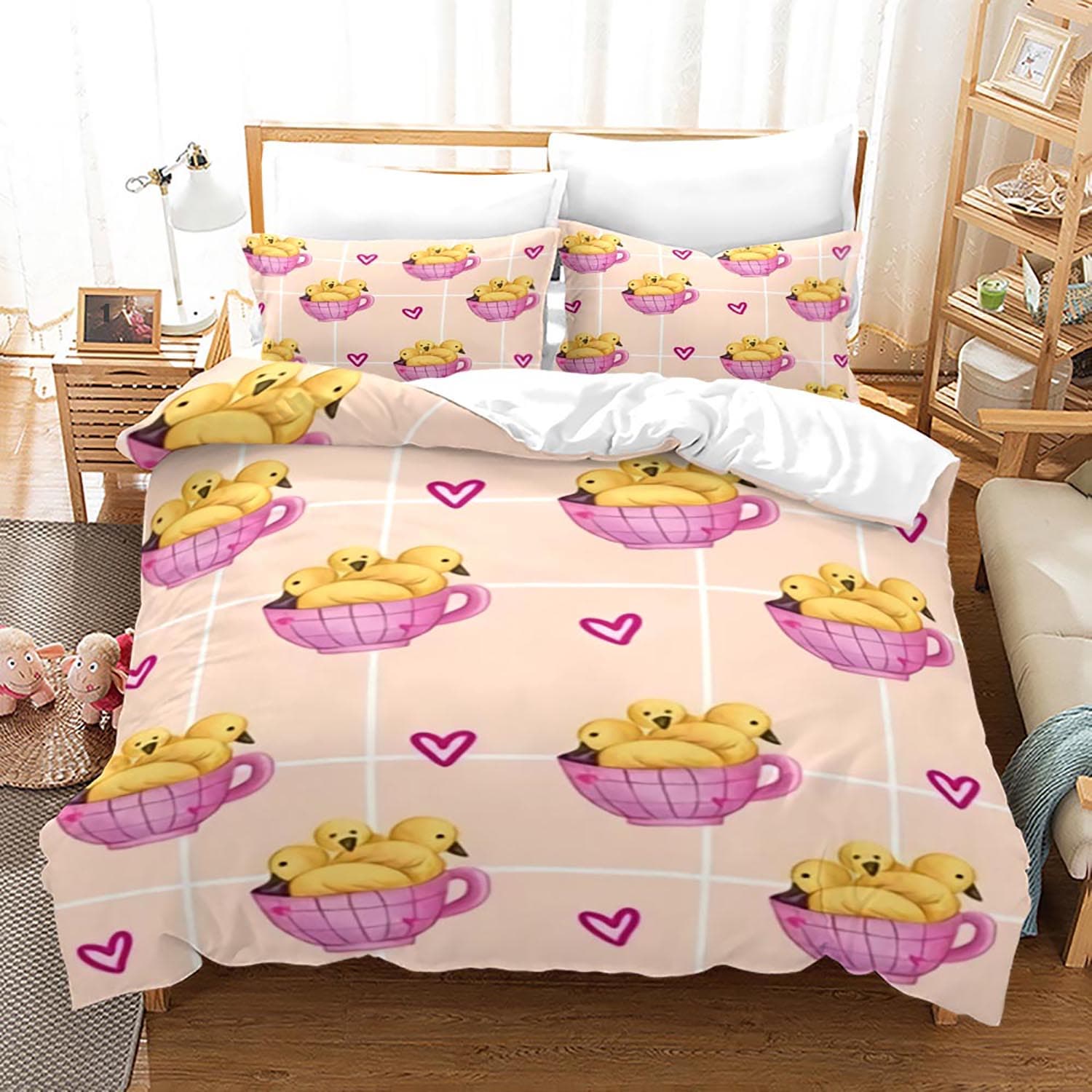 Yellow duck Bedding Set Single Twin Full Queen King Size Little duck Bed Set Aldult Kid Bedroom Duvetcover Sets 3D Print 020 140x200cm 3pcs