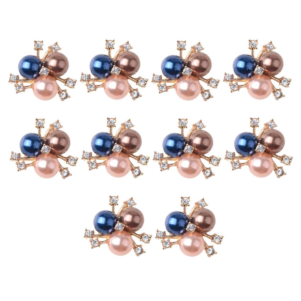 10x Flower Rhinestone Crystal Pearl Embellishment Flatback Button Multicolor 2x2cm multicolour