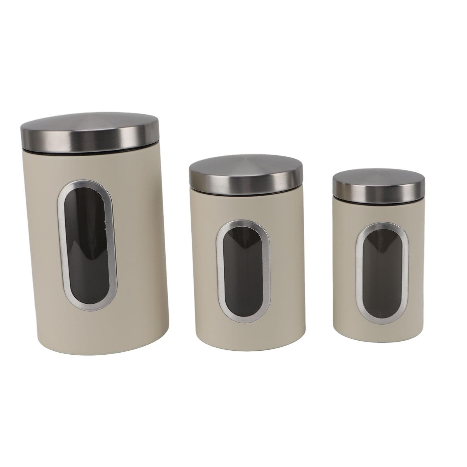 3PCS Kitchen Canisters Set Kitchen Jars With See Window Airtight Coffee Container Tea Organizer Beige