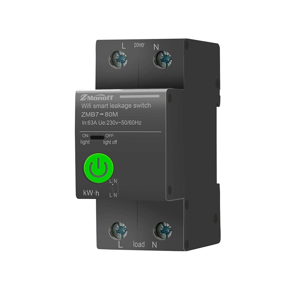 2P Smart Circuit Breaker Tuya APP Wifi Enabled Circuit Breaker Electricity Statistics Leakage black