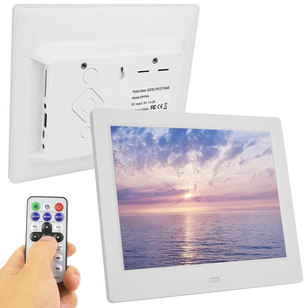 8 Inch 16:9 800*600 HD Digital Photo Album Frame Video Music Player (White ) US Plug white