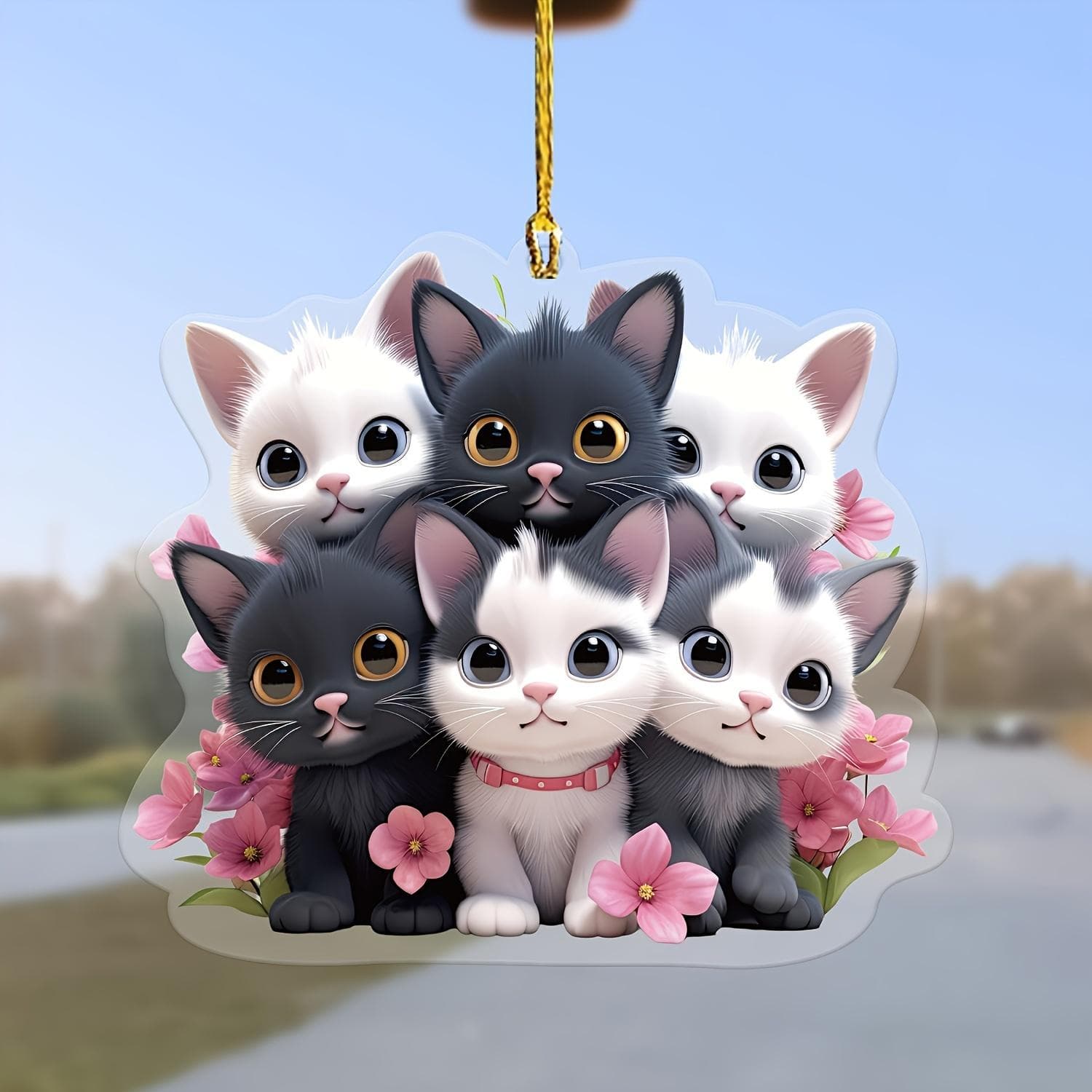 Handmade Adorable Cat Car Charm Pendant for Bags and Keys Cute cat