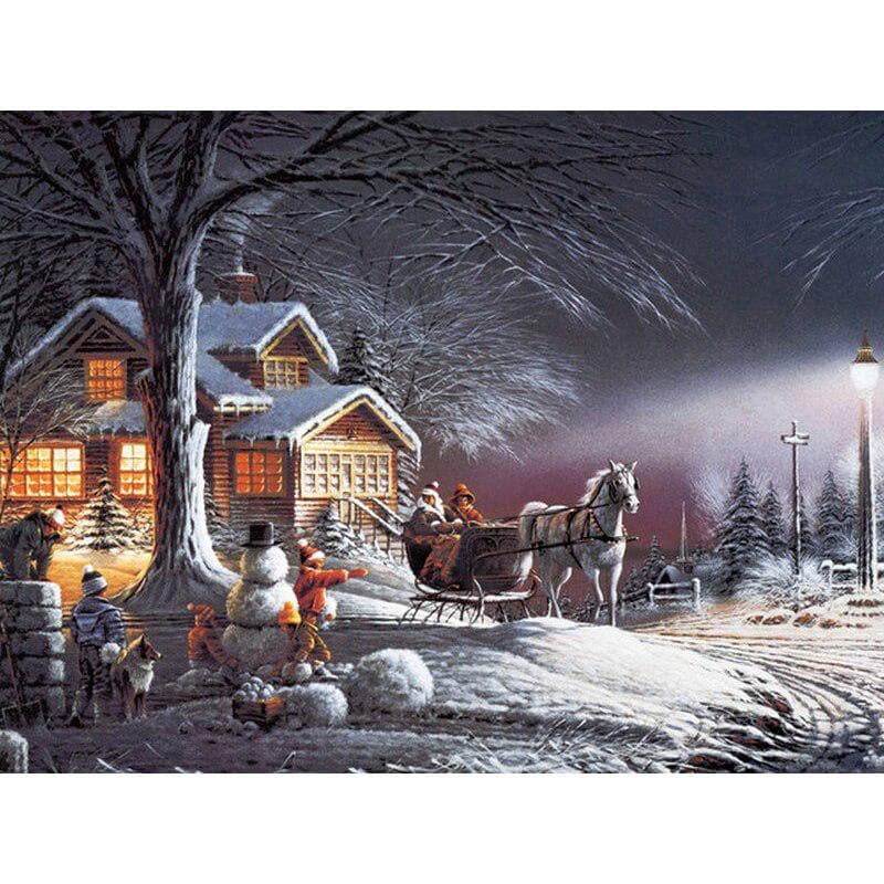 5d Diamond Embroidery Landscape Round Drill Christmas Diamond Painting 20X30CM