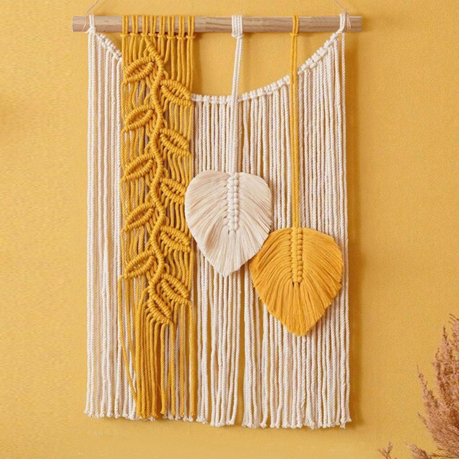 Macrame Wall Hanging Tapestry Wall Decor Boho Bohemian Woven Home Decoration Handmade Living Room Apartment Dorm Tapestries yellow