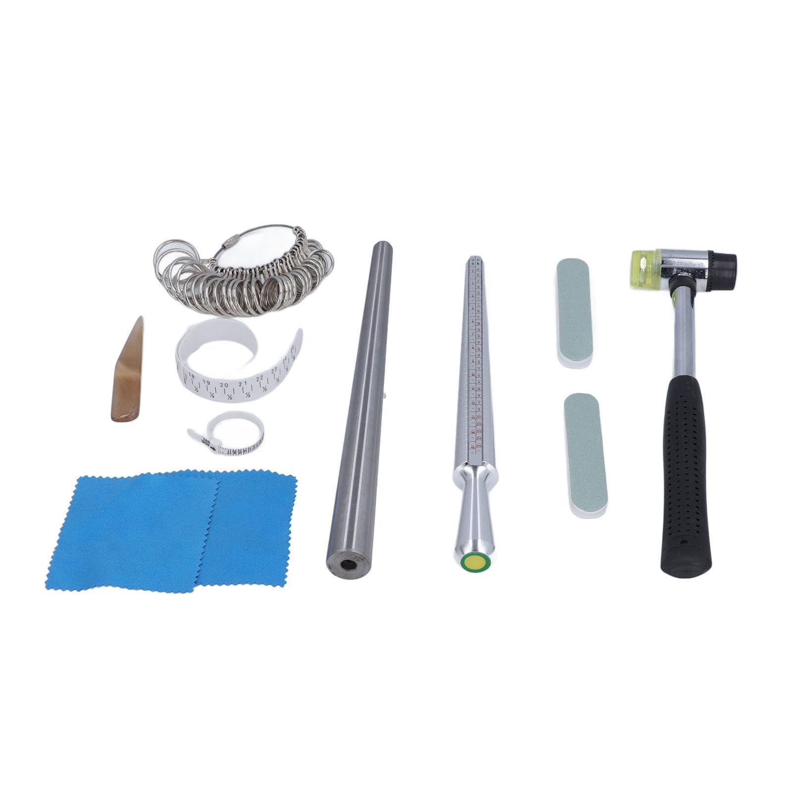 Jewelry Ring Sizer Tools Ring Mandrel Sizer Rubber Hammer Solid Metal Bar Polishing Tool for