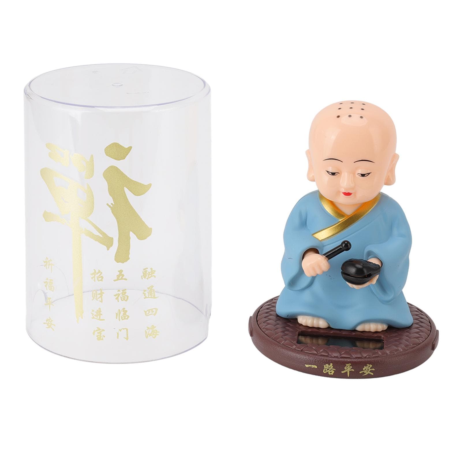 Cute Monk Car Ornament Solar Powered Waving Hands Monk Car Interior Display Decoration with 2 Anti blue