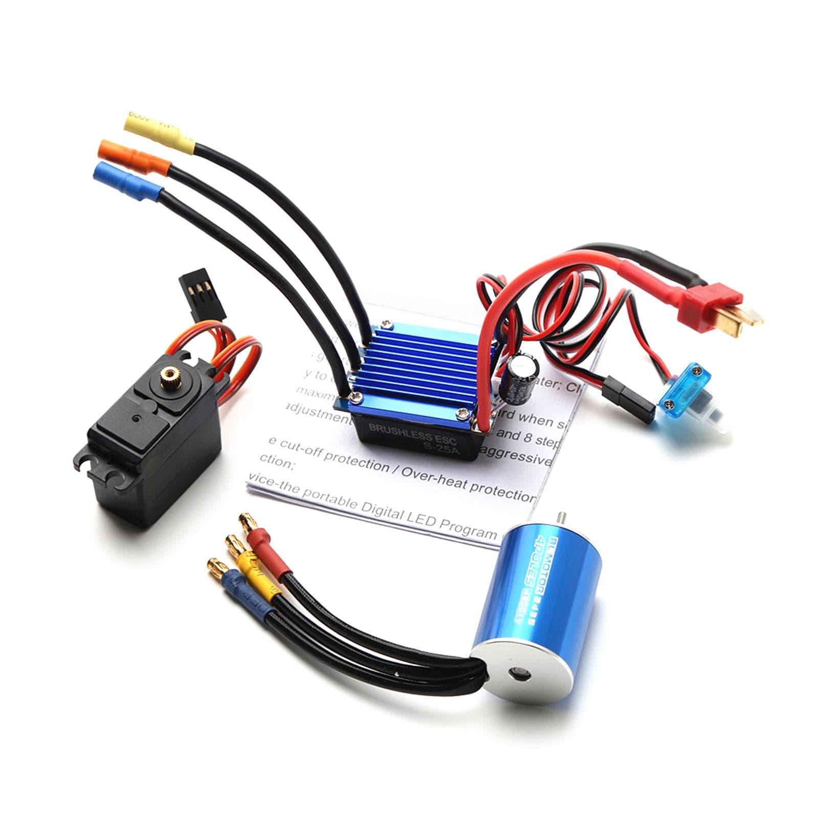 2435 4800KV Brushless Motor and 25A ESC 2.2KG Servo Replacement for HSP Wltoys 1/16 1/18 Remote 4500KV blue