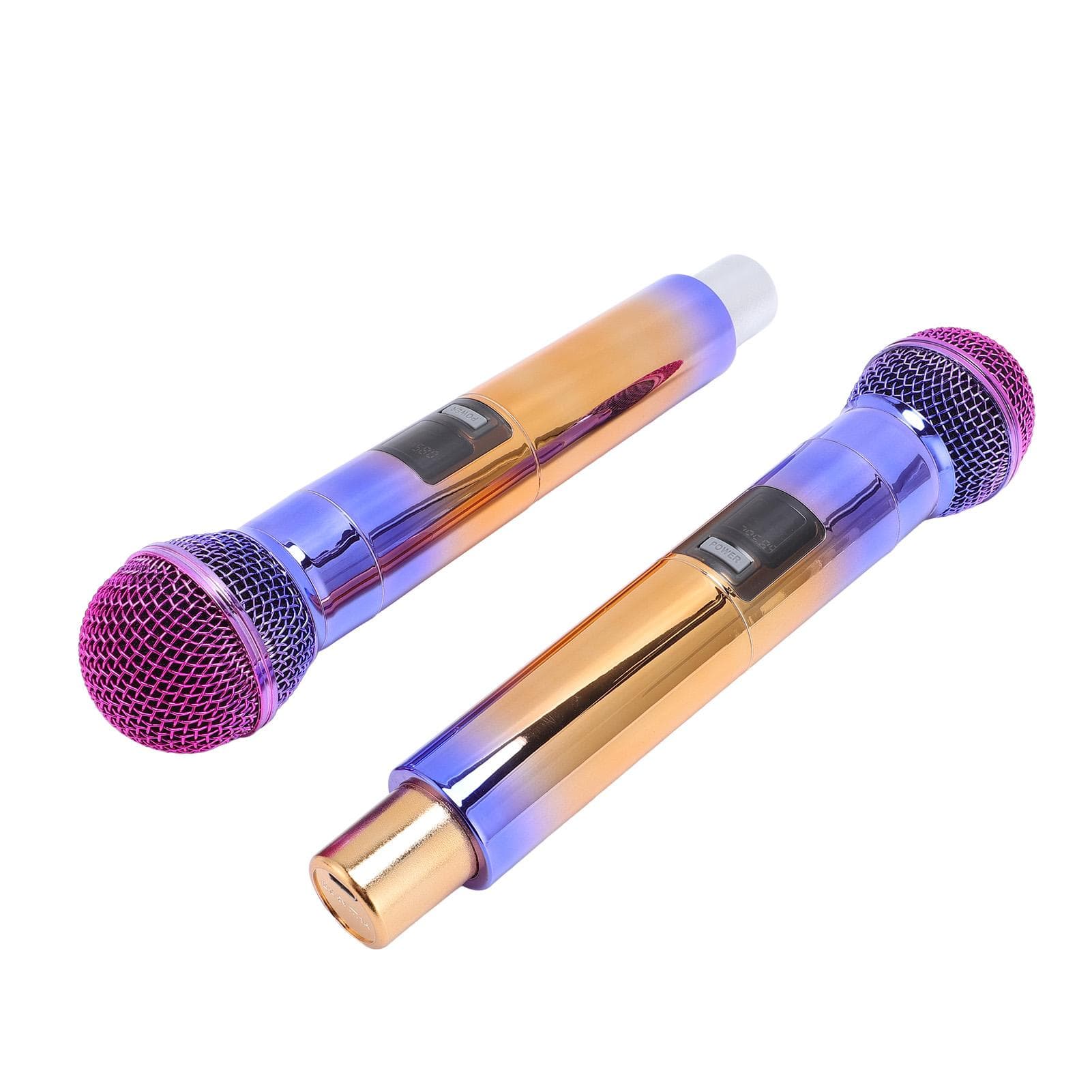 Wireless 2 Microphone System with Double Channel Receiver 2.4G Handheld Moving Coil Miniature Set