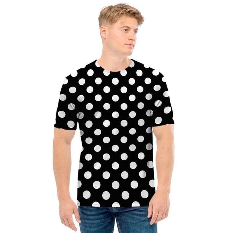 Polka Dot Pattern 3D Print Mens T Shirt Summer Short Sleeve Crew Neck Tee Shirts Tops Streetwear Mens Plus Size T Shirts S