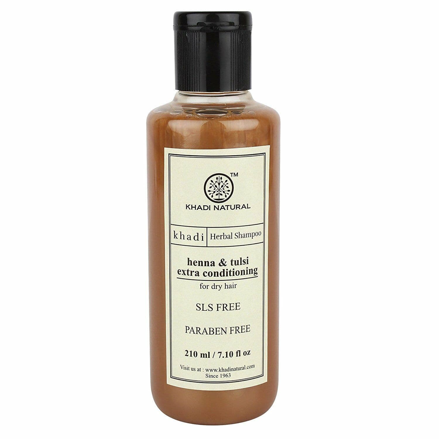 Khadi Natural Herbal Shampoo Sls & Paraben Free 210 ML HENNA & TULSI, 210ML