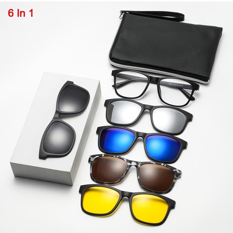 Clip On 6 In 1 Sunglasses Set Magnetic UV400 Anti Glare Sun Glasses for Men Women