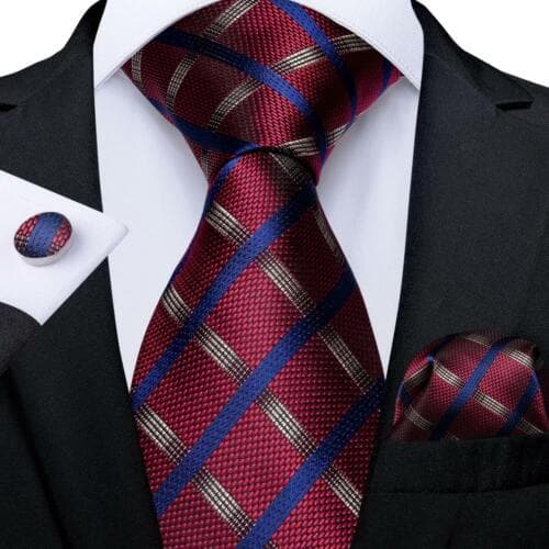 DiBanGu Mens Silk Necktie Set Striped Paisley Solid Tie Pocket Square Cufflinks N-7170