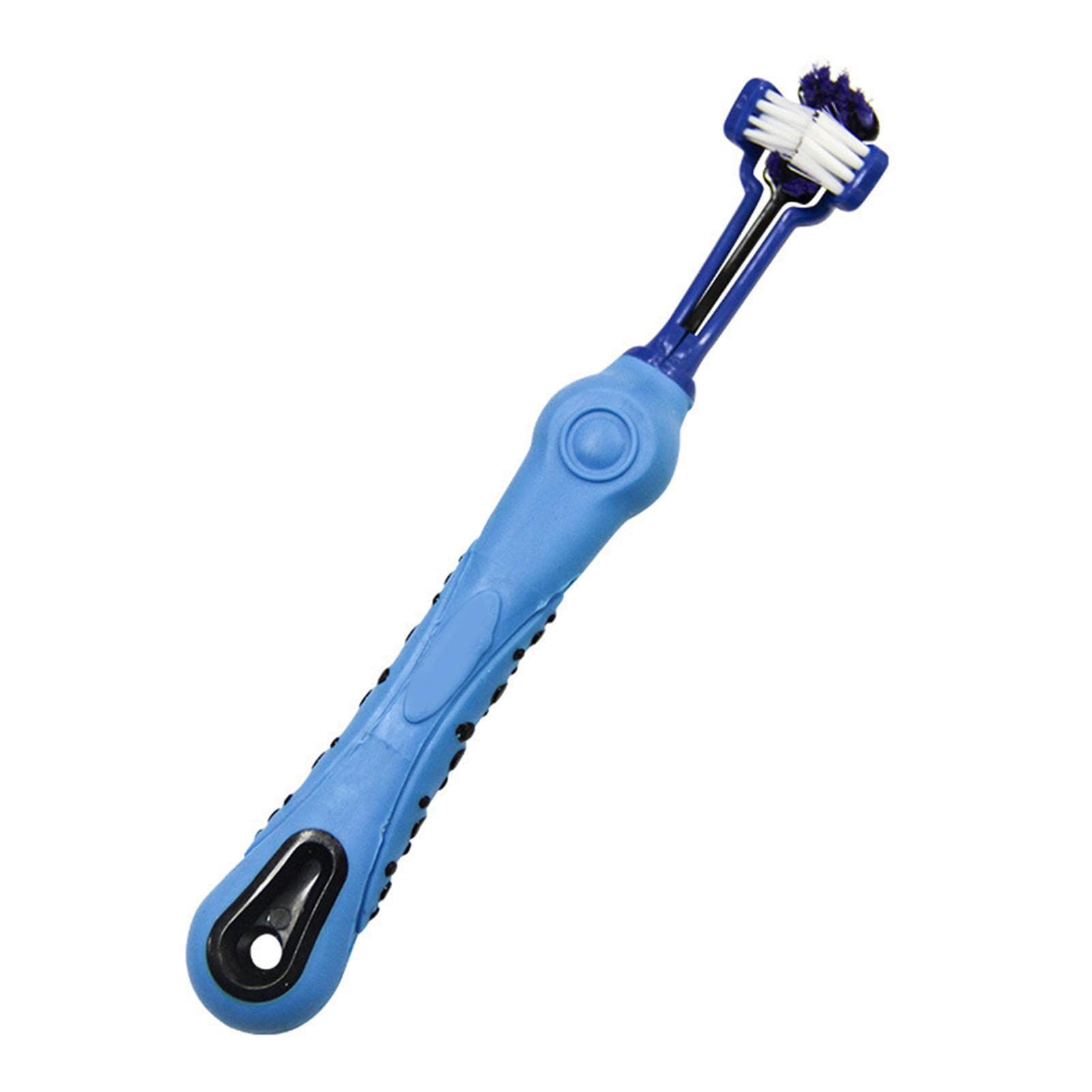 3 Sided Pet Toothbrush Multi Angle Dog Cat Toothbrush Pet Supplies for Oral Cleaning Blue blue